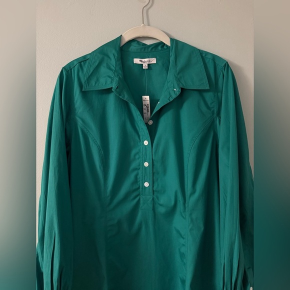 NWT Madewell Seamed Long-Sleeve Mini Shirtdress in Poplin - Picture 8 of 10